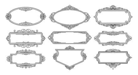 A set of ornate vector frames, perfect for adding a touch of vintage elegance to invitations, announcements, or decorative design projects with a classic style.