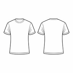 Flat technical drawing template of a blank t-shirt design  