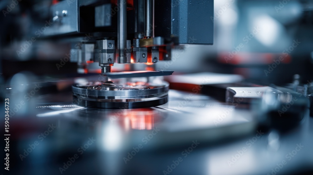 Poster automated system meticulously cuts magnetocaloric ribbons to specified sizes, utilizing precision in