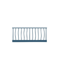 Vector illustration of balcony railing, modern sleek on white background, architecture detail