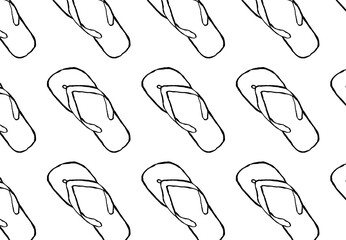 seamless flip flops pattern - hand-drawn doodle style