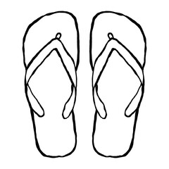 flip flops icon - hand-drawn doodle style 