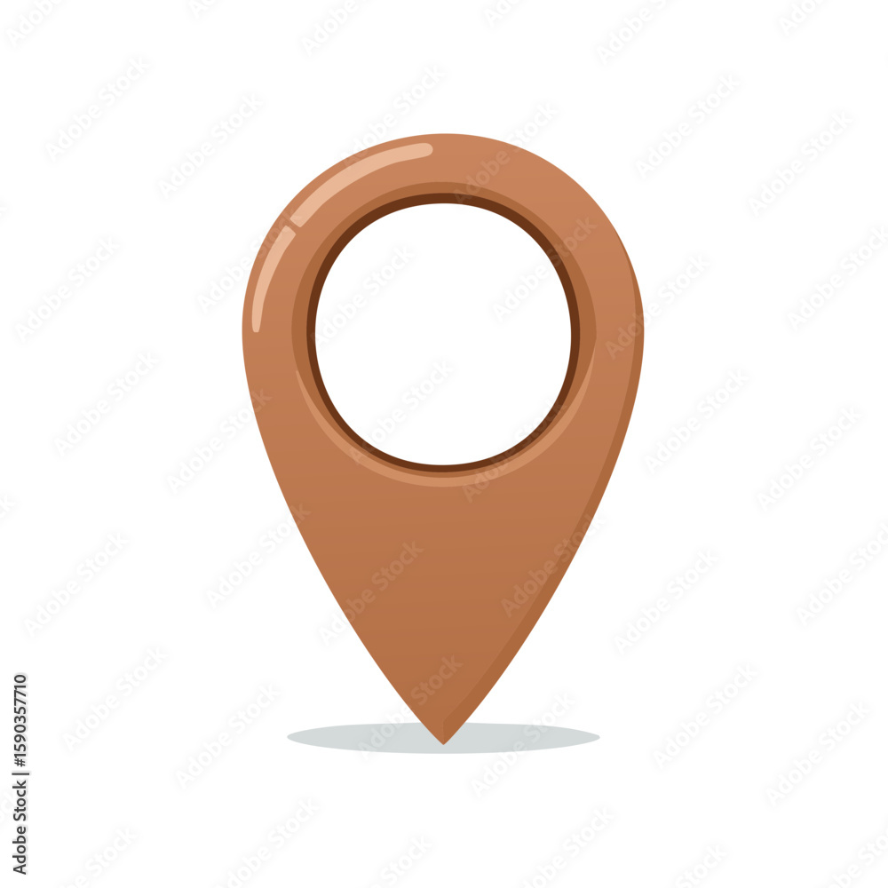 Poster beige location pointer icon with glossy effect for maps and navigation apps