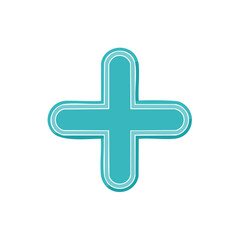 Obraz premium Aqua Plus Sign Symbol with Rounded Edges Graphic Illustration
