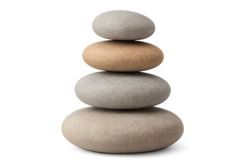 Fototapeta premium Balanced stone tower symbolizing inner peace, zen meditation concept, precarious equilibrium against neutral backdrop