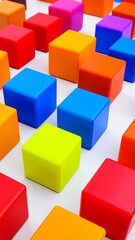 Obraz premium Colorful, geometric cubes in a grid pattern