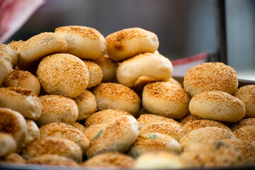 Taiwan traditional street food :  freshly baked Crab Shell Yellow (Xie Ke Huang) pastries