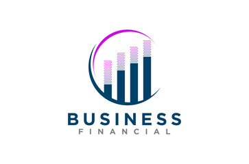 Modern business financial logo. Growth chart in circle.