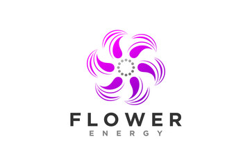 Abstract purple flower logo design.  Modern and elegant emblem for energy brand.