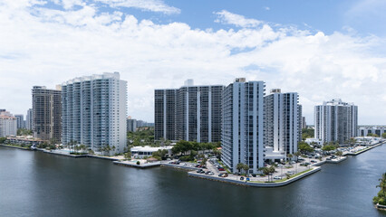 Obraz premium Rooftop City Drone Shot Aerial Urban Skyline View