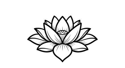 Vector beautiful lotus flower drawing vector illustration for meditation and spa logo design and coloring page art