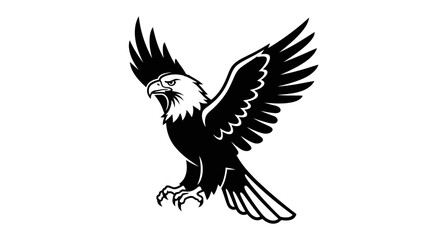 Obraz premium Vector black and white eagle vector illustration, soaring eagle drawing, american bald eagle clip art, bird of prey art