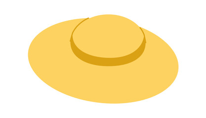 Straw Hat Summer Bonnet Head Fashion accessory cap with wide brim clothing technical illustration. Vector headgear for Men, women, unisex style, flat template CAD mockup sketch outline isolated