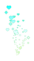 Green Glowing Heart and Sparkle Trail on Transparent Background
