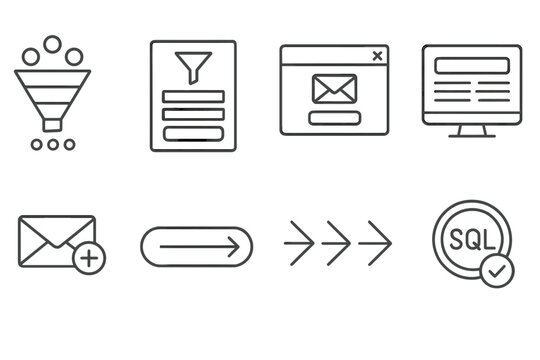 Marketing, analytics outline icon set. strategy, data analysis icons in outline style