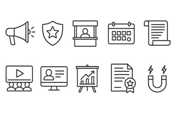 Business, marketing outline icon set. professional, communication, strategy icons in line style
