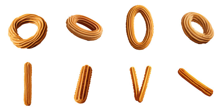 Multiple vector illustrations of delicately drawn churros

