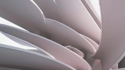 Abstract architectural structure with dynamic curves and light interplay animation