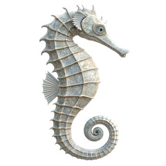 Fototapeta premium 3D render of an elegant granite seahorse with textured form on transparent background 