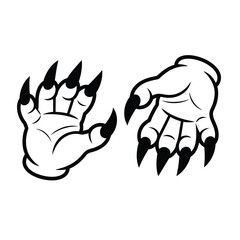 Two stylized monster paws with sharp black claws reaching out