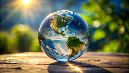Glass sphere of planet earth