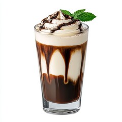 Chilled Creamy Chocolate Beverage with Whipped Cream and Mint