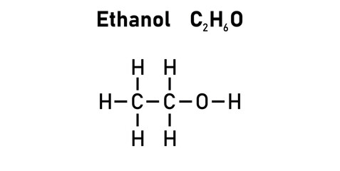 Chemical Structure of Ethanol or Ethyl Alcohol.