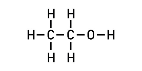 Chemical Structure of Ethanol or Ethyl Alcohol.