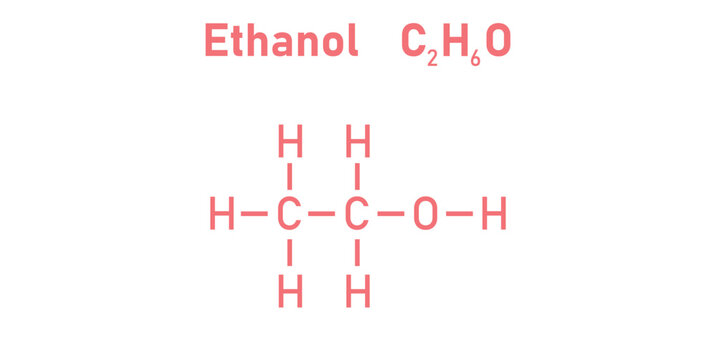 Chemical Structure of Ethanol or Ethyl Alcohol.