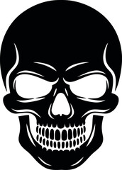 Fototapeta premium Human skull front view black and white silhouette