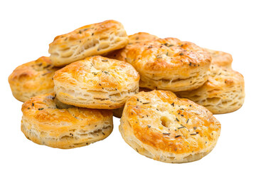 Fresh sausage biscuit isolated on a pristine white backdrop for graphics