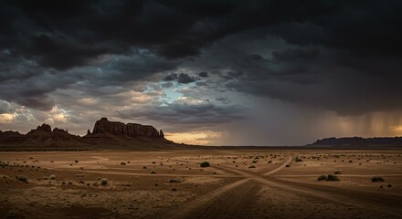 dark clouds over the desert