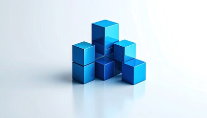 Obraz premium Blue glossy cubes arranged in a group