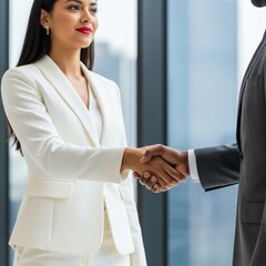 Fototapeta premium Close Up of Confident Business Partners Shaking Hands in Professional Meeting