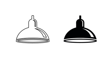 Modern Lighting Fixture Icon Set in Minimalist Black and White Style