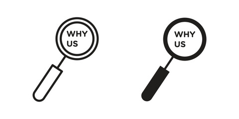 Why us icon. vector flat and line symbols. Vector Graphics.