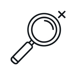 Magnifying Glass with Plus Symbol for Increase on White Background