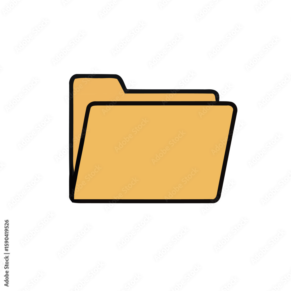 Fototapete Depiction of an open file folder outlined in dark color, representing organization