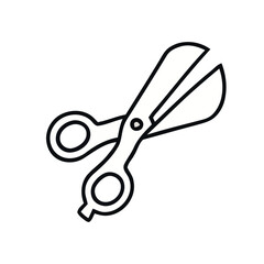 Stylized Open Scissors with Ringed Handles on Plain Background