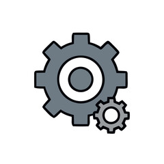 Two Gray Cogwheels Representing Settings and Configurations on a White Background