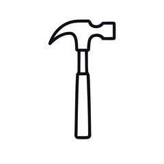 Isolated Line Drawing of a Claw Hammer Tool for Carpentry Work