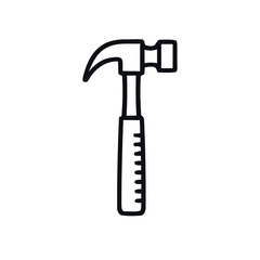 Isolated Line Drawing of a Claw Hammer Tool for Carpentry Work
