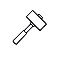 Black Outline of a Mallet Tool on White Background - Construction, Repair and Carpentry