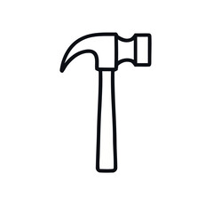 Isolated Line Drawing of a Claw Hammer Tool for Carpentry Work
