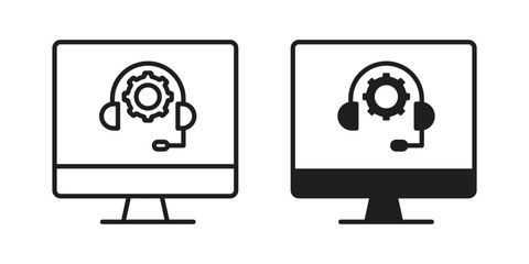 Tech support icon. vector flat and line symbols. Vector Graphics.