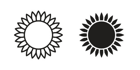 Sunflower icon. vector flat and line symbols. Vector Graphics.