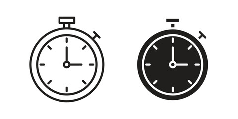 Stopwatch icon. vector flat and line symbols. Vector Graphics.
