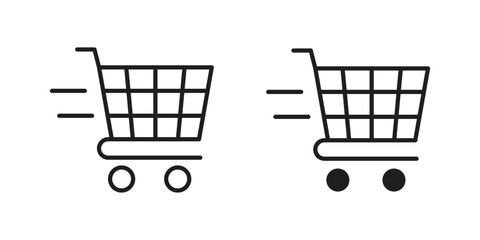 Shopping cart icon. vector flat and line symbols. Vector Graphics.