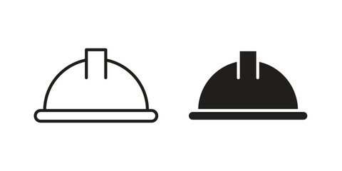 Safety helmet icon. vector flat and line symbols. Vector Graphics.