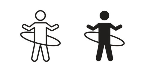 People Hula hop icon. vector flat and line symbols. Vector Graphics. © Annimo